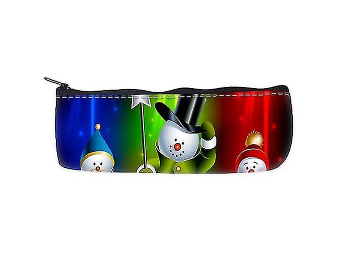 Estuche escolar con diseño de muñeco de nieve navideño, organizador de lápices, bolsa con cremallera, Chennnls