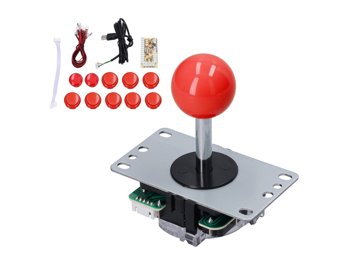 Kit de control arcade DIY QM070901 con botones codificadores - Rojo