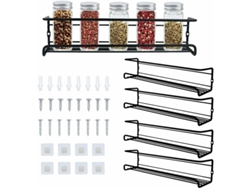 RNEMITERY Organizador de especias de metal duradero, multiusos para cocina y baño, ahorra espacio con diseño decorativo, juego de 4, instalación sin taladros.
