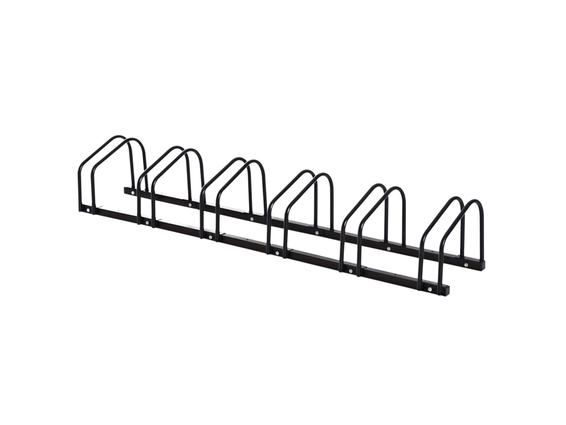 VPMKP - Homcom aparcamiento para 6 bicicletas, soporte de acero para estacionar bicicletas en el suelo para interior y exterior 179x33x27 cm negro PMM CAPITALI