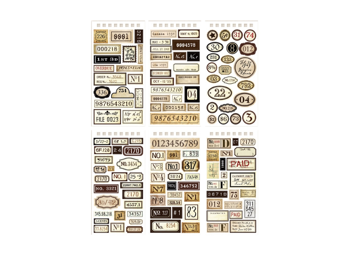 12 Folhas De Adesivos Decorativos Retro Para Planner, Diário, Calendário E Scrapbook - Estilo 1