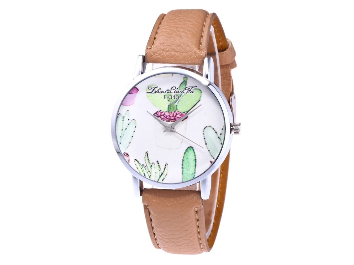 Reloj De Cuero Moda Unisex Dial Redondo De Cuarzo Beige Zhoulianfa