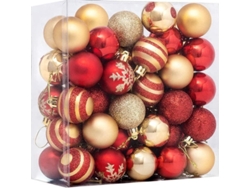 Adorno Navideño 50 Piezas Bolas De Árbol Navideño Rojo Y Oro 4 Cm Diferentes Diseños Reutilizables