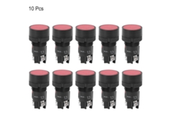 10 Unidades De Interruptor De Pestillo Automático Con Botón De Control Serie Xb2 Eh, 660 V, 10 A, Color Rojo.