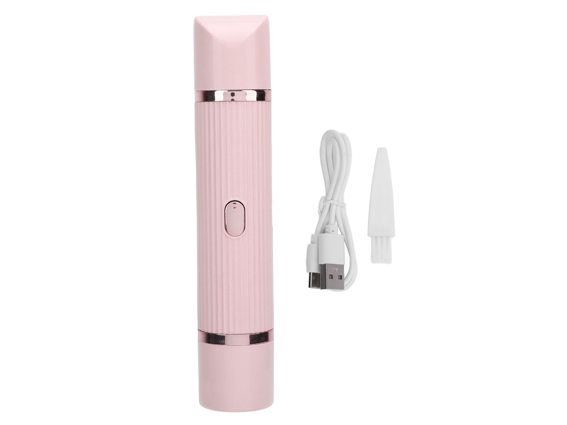 Tesoura elétrica feminina 2026 com cabeça dupla para aparar pelos do biquíni, corpo inteiro, axilas, pernas e mãos, rosa.