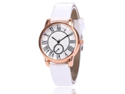 Reloj De Cuarzo Con Correa De Cuero Pu Para Mujer, Dial Con Números Romanos, Estilo Empresarial (blanco)