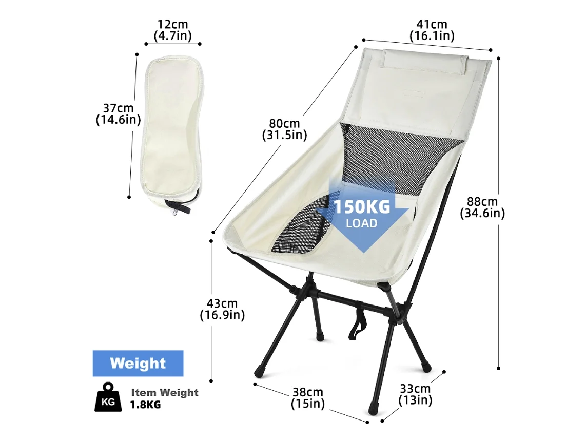 Silla plegable portátil y ligera de 2026 para camping, pesca, picnics y senderismo.