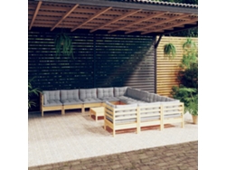 Conjunto de jardín de 12 piezas con cojines de pino gris de DKD Home Decor