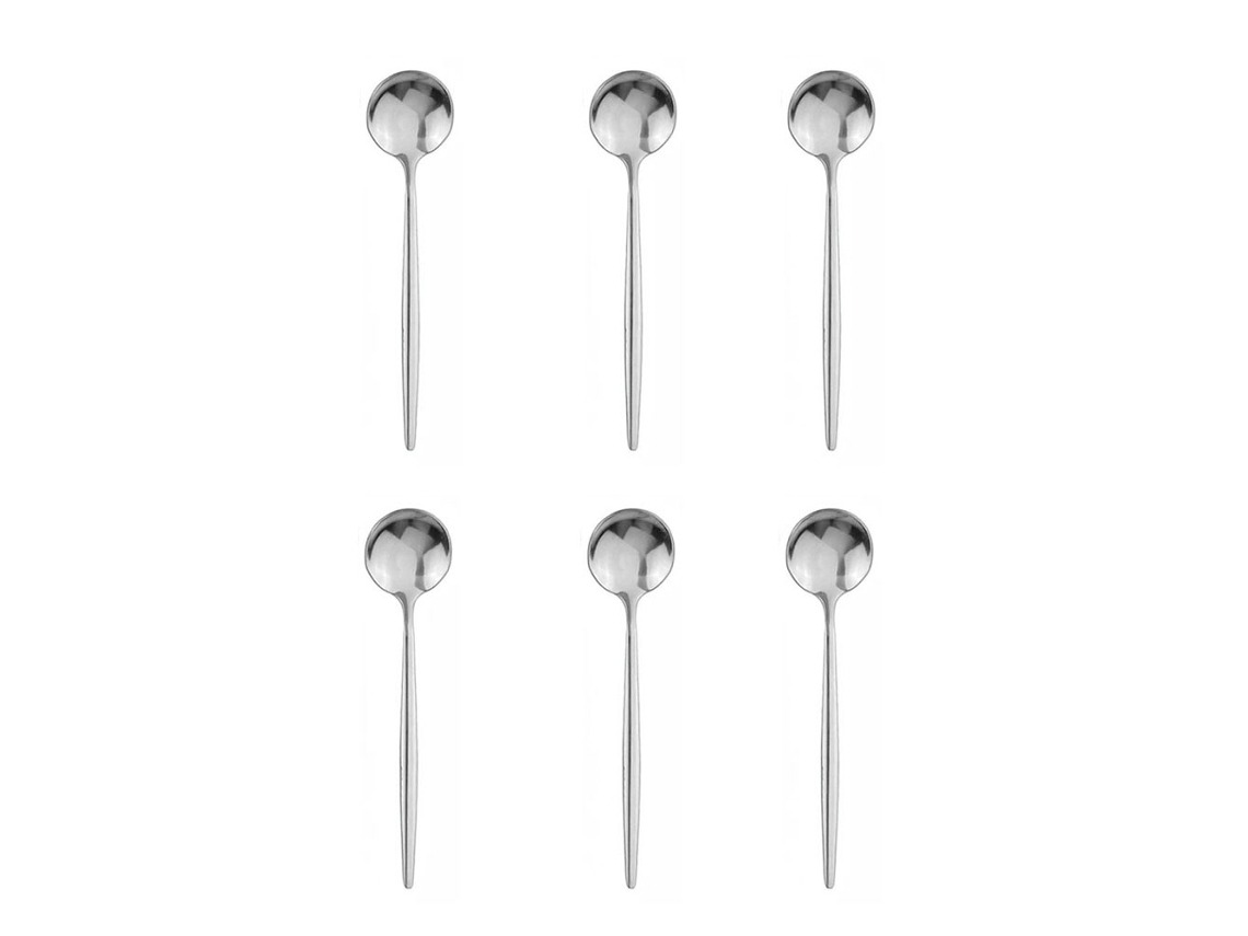 (plata) Un Juego De 6 Cucharas Pequeñas De Acero Inoxidable, Cucharas Negras Y Doradas.