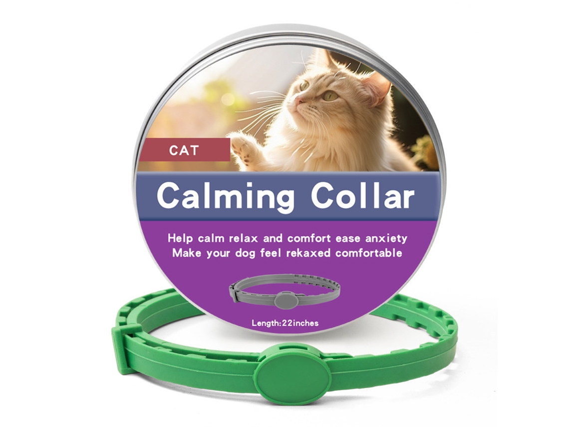 Collar calmante para gatos de 8 meses que reduce la ansiedad. Envase de lata. 56 cm. DAWNPAVILL (Gato Verde).