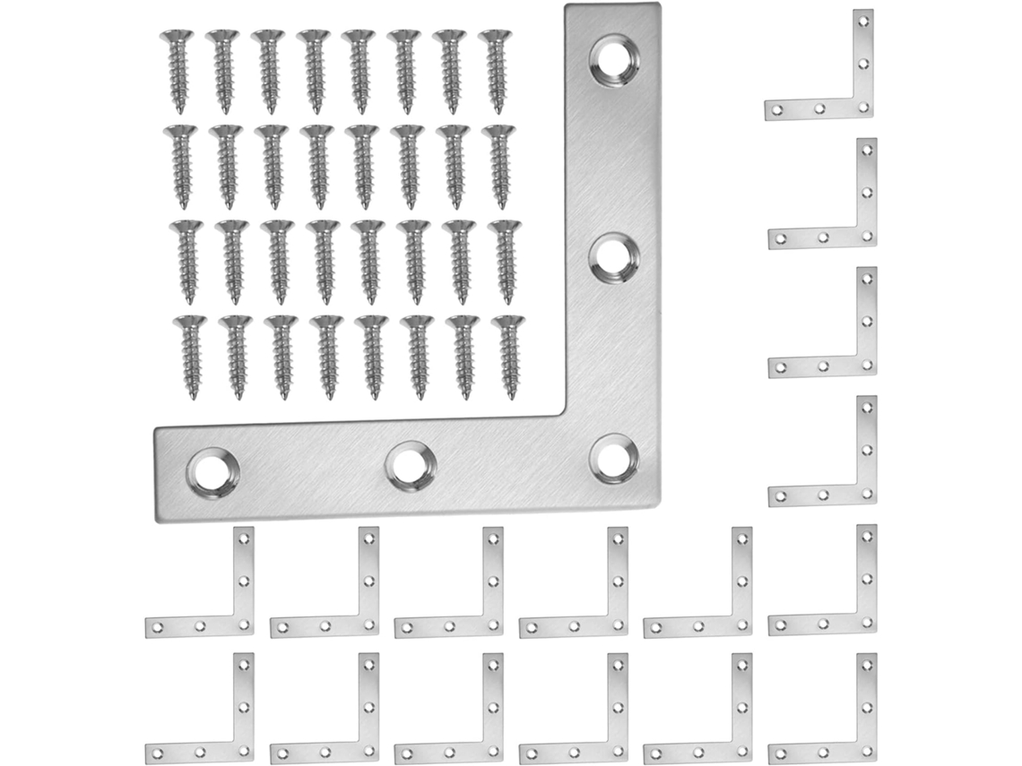 Juego De 24 Escuadras Metálicas Angulares, Soportes De Fijación Para Muebles Con Tornillos, Herrajes Para Gabinetes.
