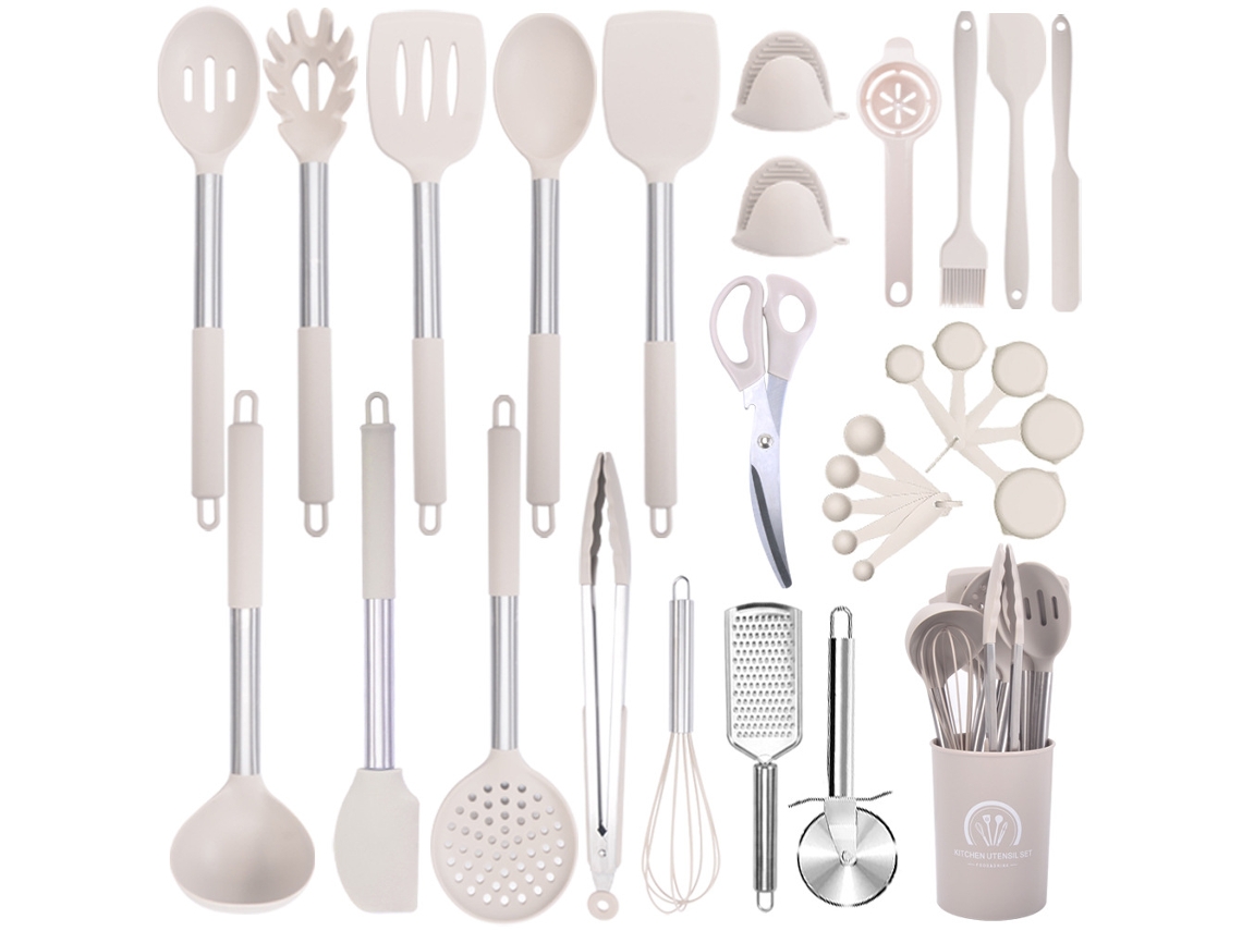 Juego De Utensilios De Cocina De Silicona Resistentes Al Calor Juego De 30 Piezas Con Asas De Acero Inoxidable Para Cocinar Y Hornear Cuich