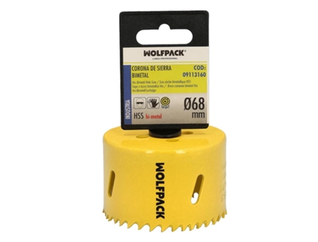 Corona Sierra Bimetal Ø 68 mm Templado Termico. Base Reforzada. Corona Madera. Broca Agujeros Madera. Acero. Hierro. Plasticos WOLFPACK LINEA PROFE...