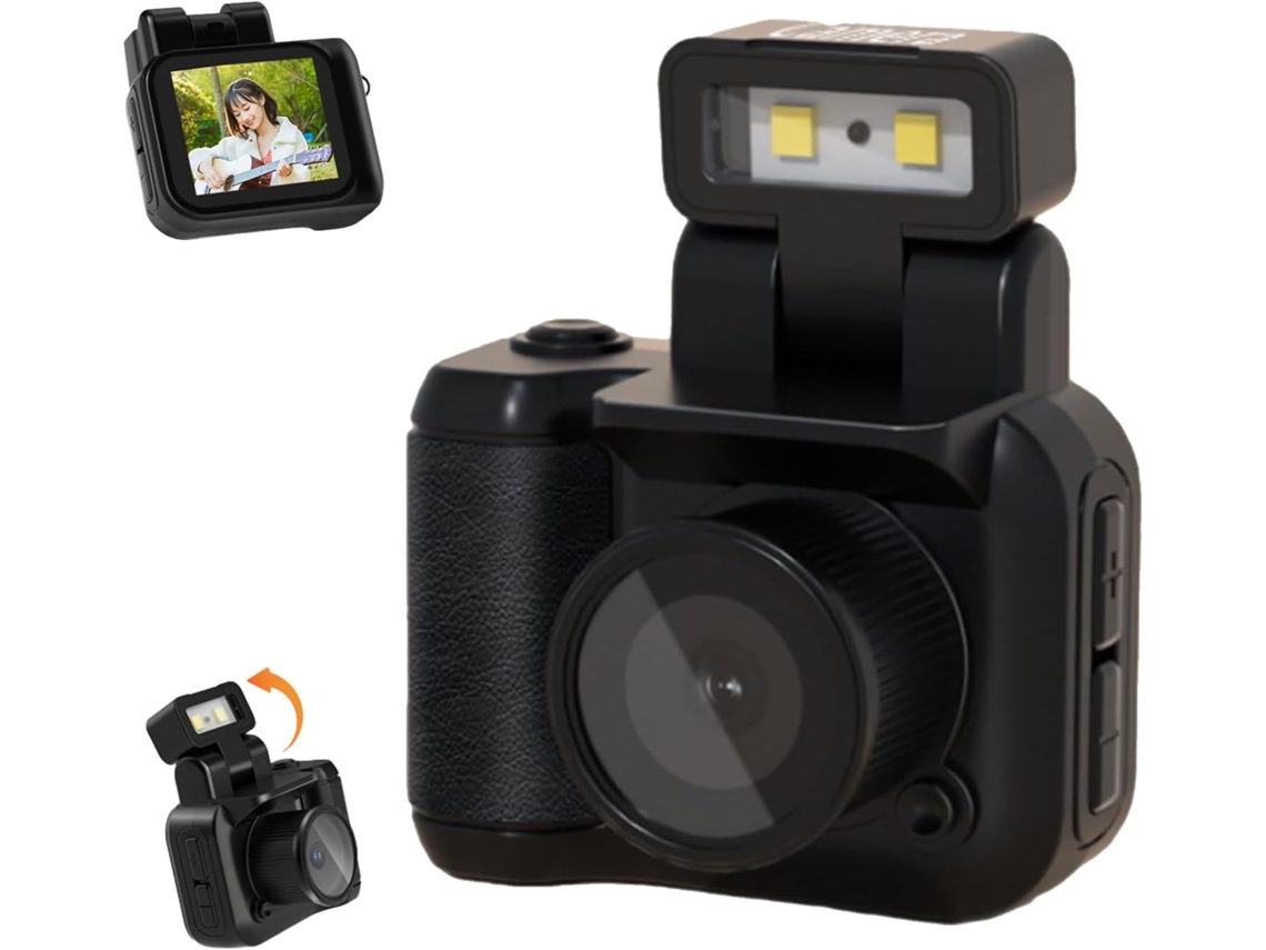 Llavero de cámara Llavero de cámara con flash Mini llavero de cámara Mini cámara deportiva Mini llavero de cámara HD Negro BISBISOUS