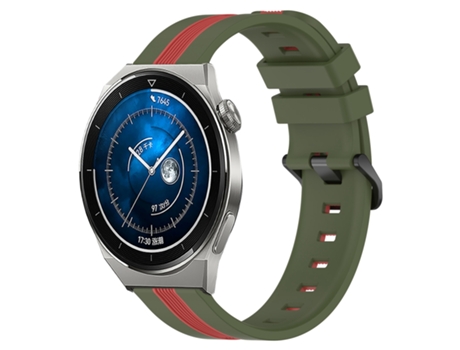 Correa de reloj inteligente para Huawei Watch GT3 Pro 43 mm 20 mm Correa de reloj de silicona vertical de dos colores (verde militar + rojo)