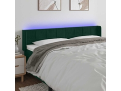 Cabecero De Cama | Panel De Cabecero Con Led De Terciopelo Verde Oscuro 163x16x78/88 Cm