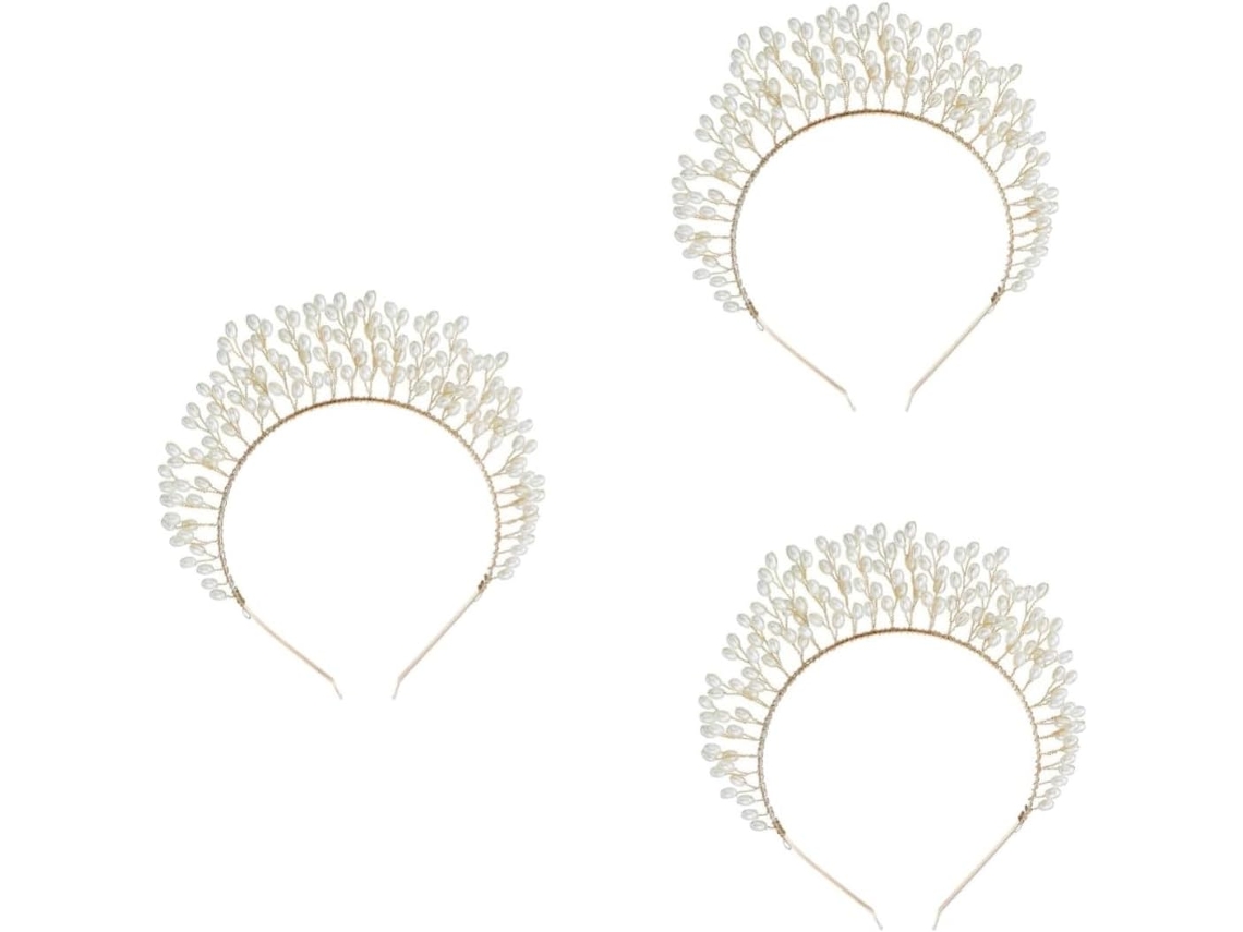 Diadema De Corona Nupcial Exagerada De 3 Piezas Con Accesorios Para Fotos, Tiara Elegante Para Fiestas