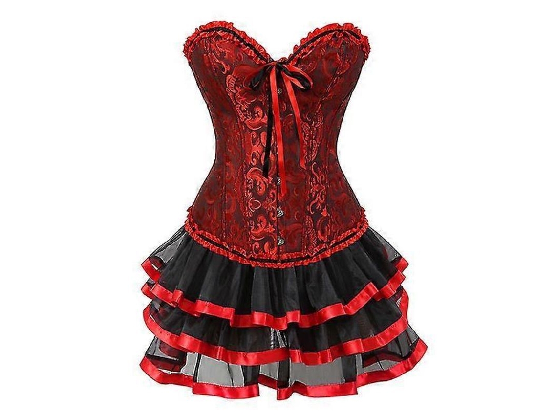 Conjunto Sexy De Corsé Sobre El Busto Y Falda Tutú Para Mujer, Tallas S-6xl Con Lazo - Material De Poliéster Y Elastano.