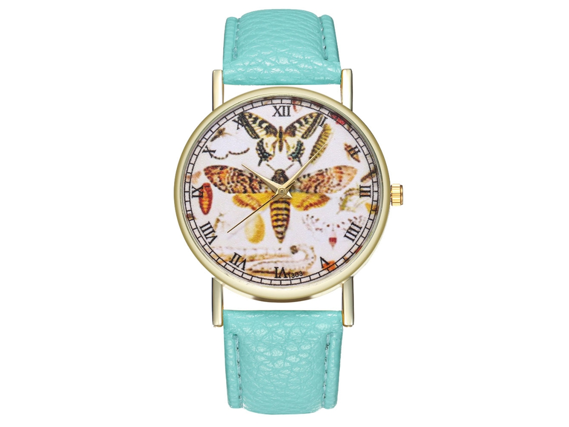 Reloj De Mujer Zhoulianfa Cuero Quartz Reloj De Negocios T303-a Butterfly Mint