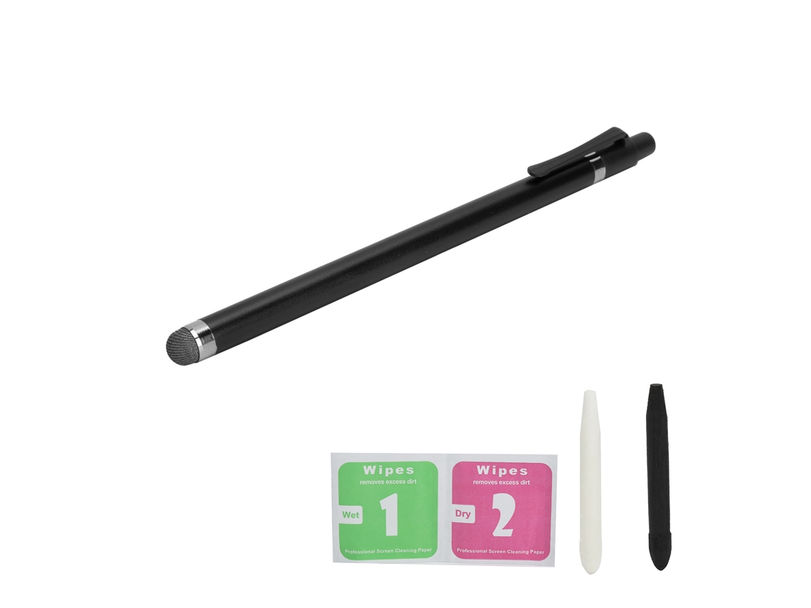 Lápiz táctil de aleación de aluminio de alta precisión para teléfonos móviles y tabletas iOS/Android, color negro y dorado.