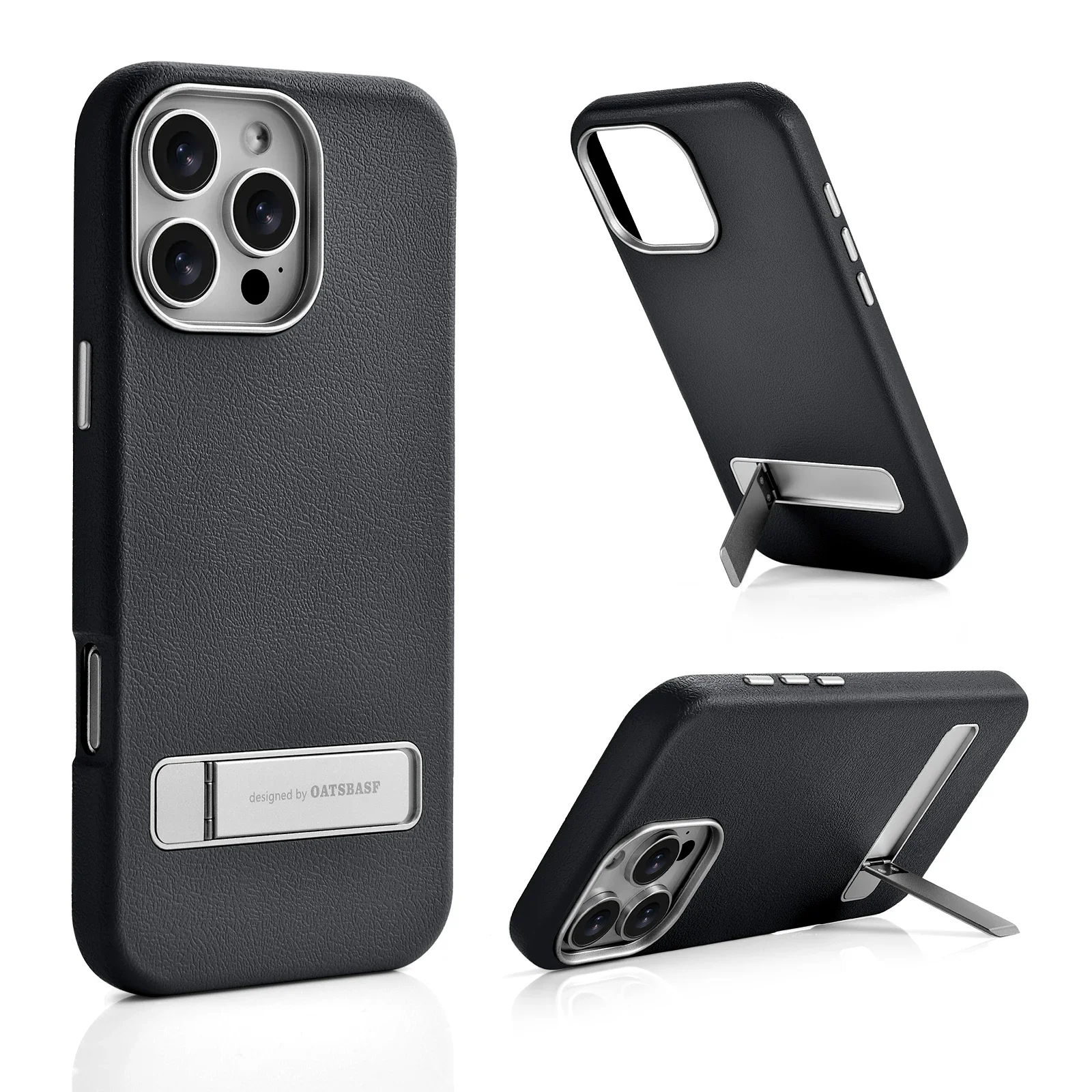 (iphone 16 Pro Max Negro) La Funda Para Teléfono Es Compatible Con La Carga Inalámbrica Magsafe E Incluye Un Soporte Ajustable De Tres Niveles.