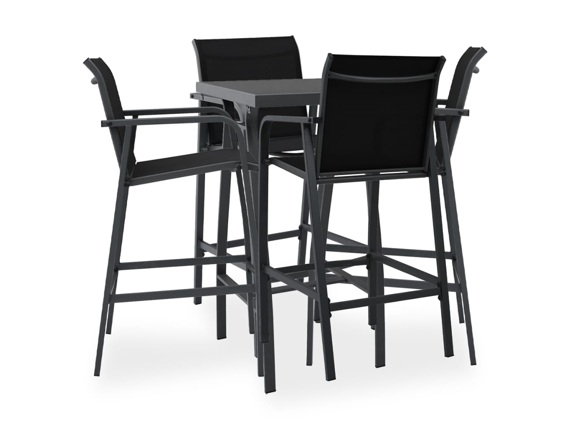 Conjunto 5 Conjunto de bar para jardín VIDAXL negro