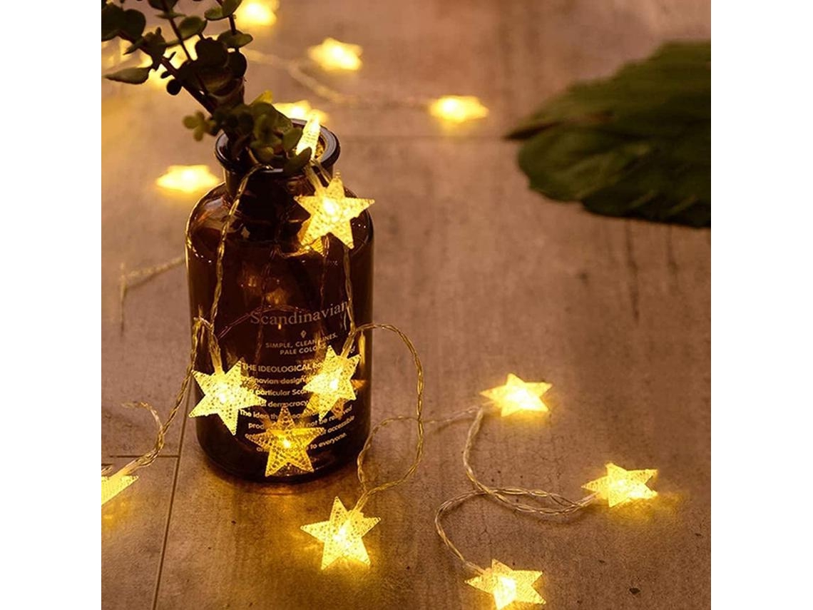 Paquete De 2 20 Luces Led De Cadena De Estrellas 10M Luces Navideñas De Hadas Con Pilas Para Decoración Navideña Interior Y Exterior CHRUI