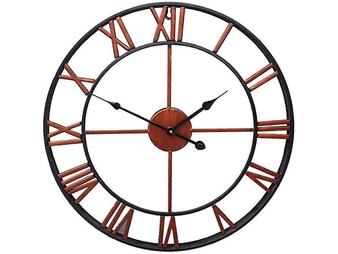 Reloj De Pared Silencioso De Jardín Retro Romano De 20 Pulgadas, Resistente Al Agua, De Hierro.