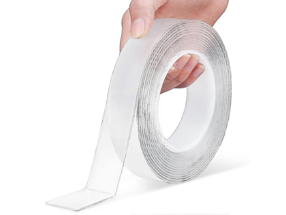 Fita adesiva dupla face ultrarresistente, transparente, lavável, não deixa marcas, multifuncional para pisos, móveis e superfícies lisas.