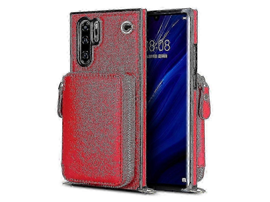 Red2025 Wallet Function Phone Case For Huawei P30 Pro With Card Holder Shoulder Strap Woman P202411261300