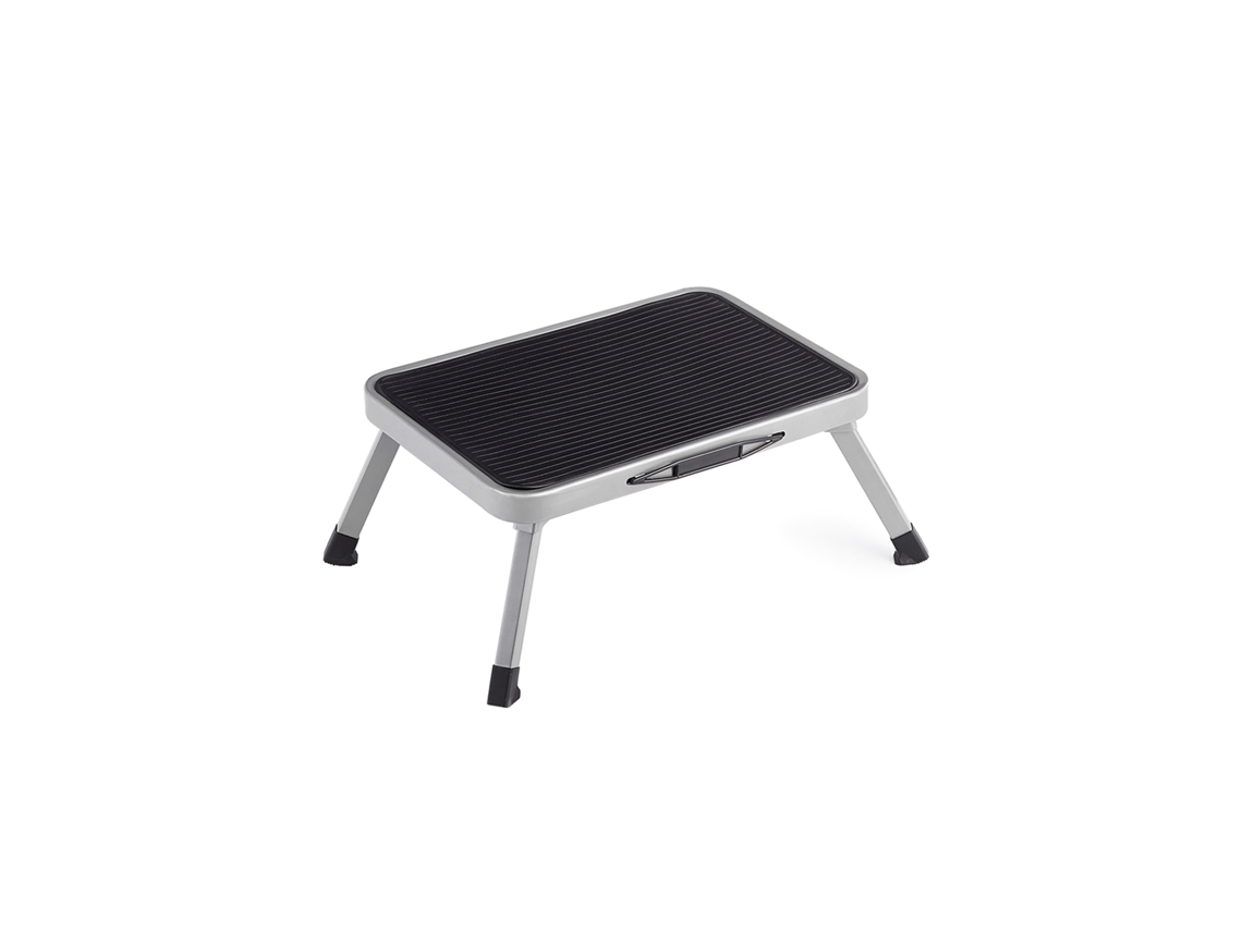 Escalón Plegable Acero 1 Peldaño Antideslizante 150 Kg Solo 4 Cm Plegado - Gris