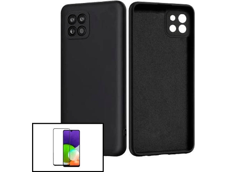 Carcasa + Protector Samsung Galaxy A22 PHONECARE Silicona Liquida Negro