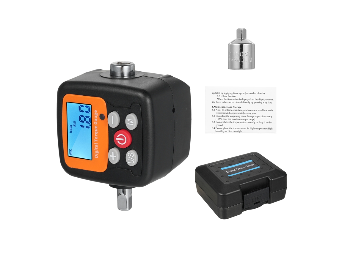 Medidor De Torsión Digital Engc-30 Con Adaptadores De 1/2'' A 1/4'', Alta Precisión, 4 Unidades, Pantalla Lcd Iluminada Para Reparaciones Automotrices Y Bricolaje.
