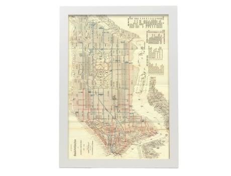 NACNIC Pósters Geográficos En Estilo Vintage Mapa De Manhattan De 1899 Ilustraciones De Antiguos Mapamundis En Tonos Sepia Tamaño A4, Con Marco Neg...