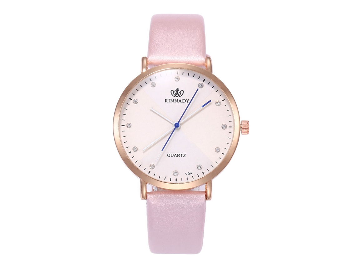 Reloj De Pulsera Analógico De Cuarzo Para Parejas Con Una Esfera Redonda Moderna Y Elegante En Color Rosa.