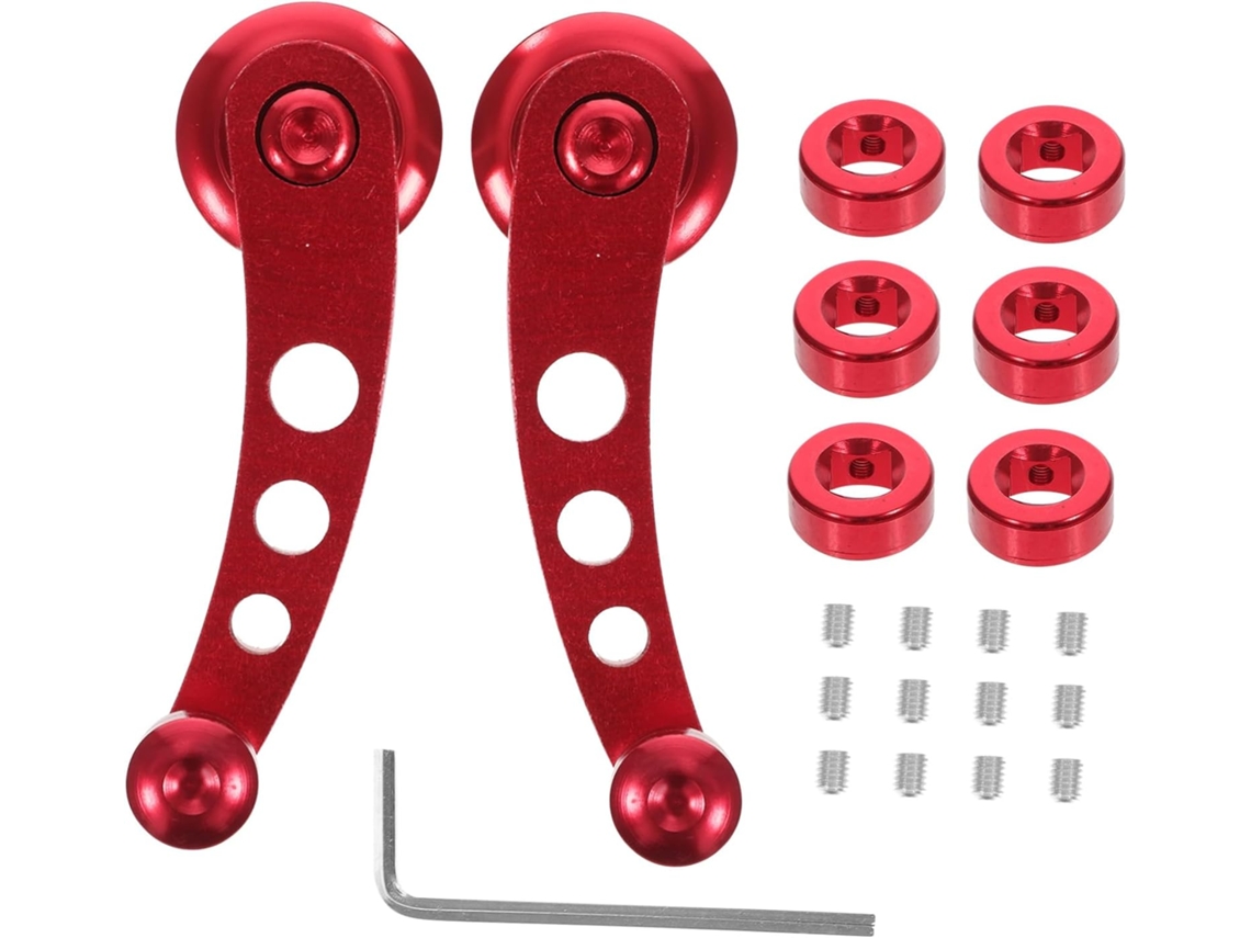 Manivelas De Aluminio Rojo Para Ventanas De Coche, Juego De Adaptadores Y Clips Para Puertas Izquierda Y Derecha.