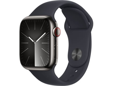 APPLE Watch Series 9 GPS+Cellular 41 mm Acero Inoxidable Grafito con Correa Deportiva Medianoche (Talla: M/L)