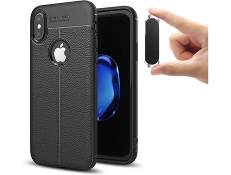 Carcasa + Soporte iPhone XS Rugged Leather Negro