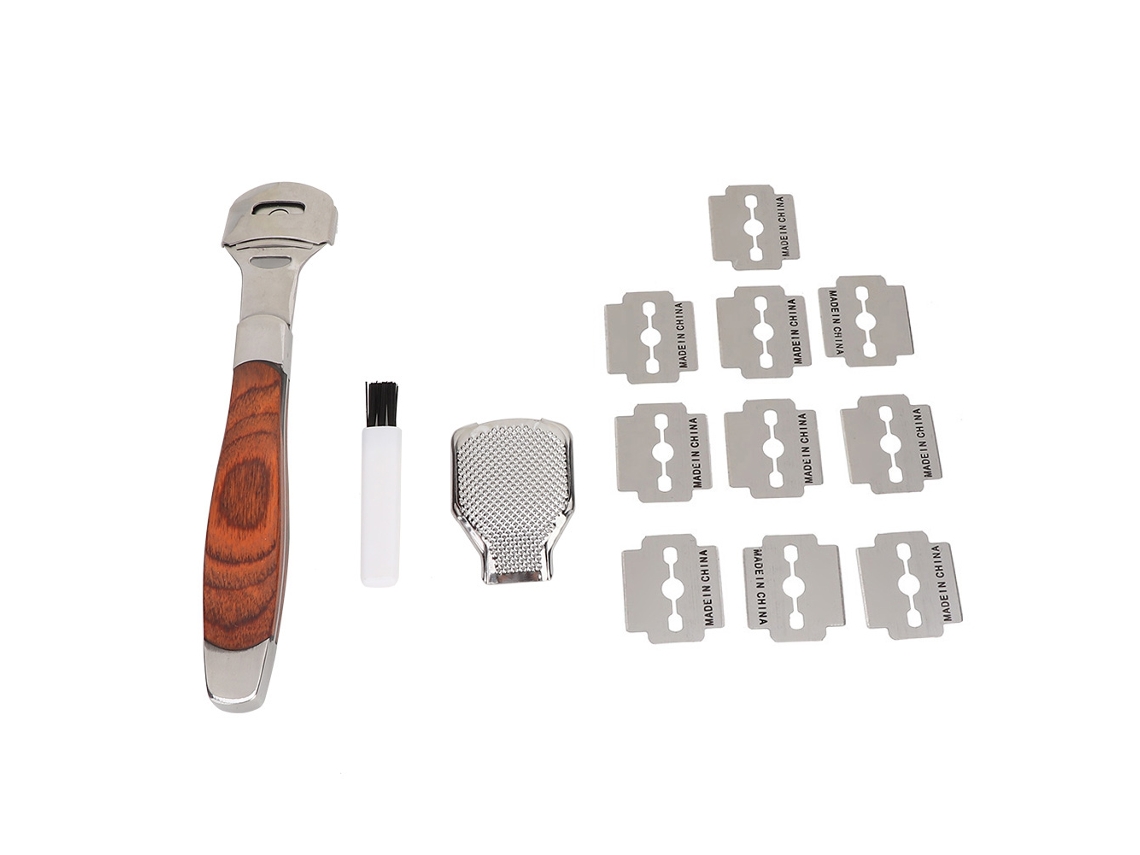 Herramienta De Pedicura Para Quitar Piel Muerta Y Callos De Los Pies Con Cuchilla Set (madera Granate)