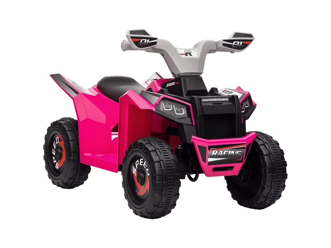 Cuadriciclo Eléctrico Infantil De 6 V, 2,5 Km/h, Para Niños De 18 A 36 Meses, Color Rosa, 70 X 41,5 X 48,5 Cm.