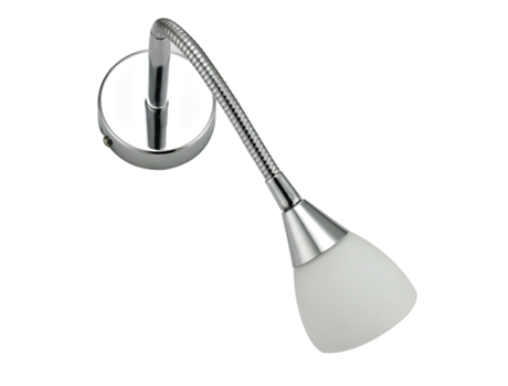 Aplique F1 de metal cromado con difusor de cristal y brazo flexible (1xG9) IP21