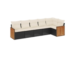 Maison Exclusive - Set De Sofás De Jardín 6 Piezas Y Cojines Ratán Sintético Negro
