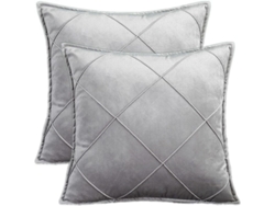 Rebe-fundas De Almohada De Terciopelo 2ud 45x45cm Estilo Nórdico Cuadros Suaves Para Sofa Dormitorio (gris)