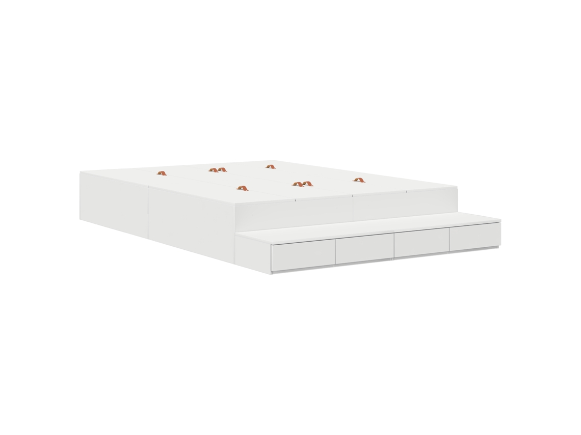 Marco De Cama De Almacenamiento Blanca Vidaxl Blanco Madera Elaborada (135,5x190x31,5 Cm)