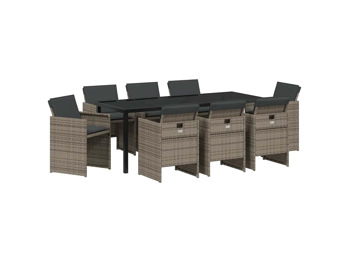 Maison Exclusive - Conjunto De Comedor De Jardín 9 Pcs Gris Ratán Sintético