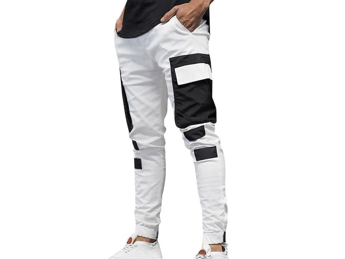 2026-9639-pantalones Cargo Casual Para Hombre Jogging Deportivos De Poliéster 3xl Blanco