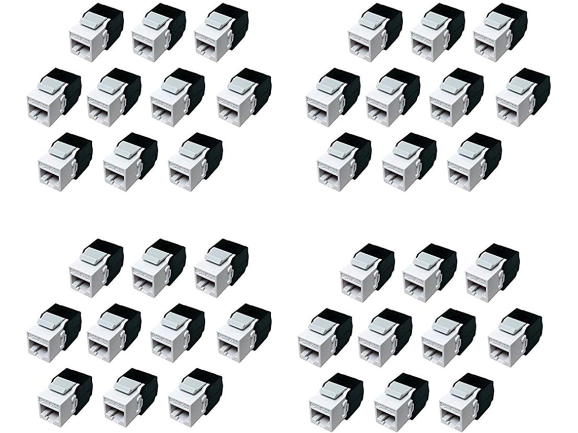 Paquete De 40 Conectores Rj45 Cat6a - Compatible Con Cat6 - Sin Herramientas Y Con Apertura De 180 Grados - Conector De Pared Ethernet