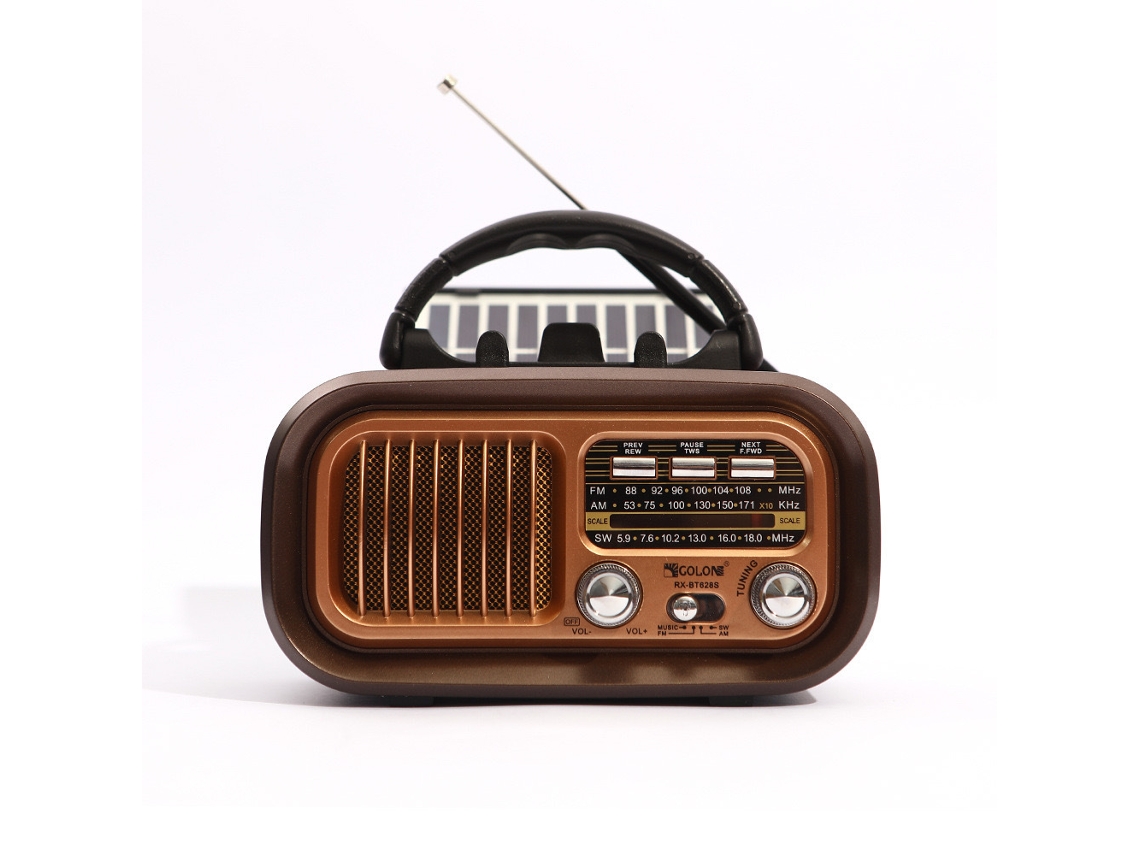 JILLIOPER Radio vintage con altavoz AM/FM de estilo retro, tecnología de onda corta y Bluetooth, radio portátil con energía solar y múltiples opciones de reprod