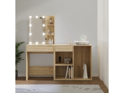 Tocador con mueble y luces LED, derivados de la madera de Roble Sonoma, DKD HOME DECOR