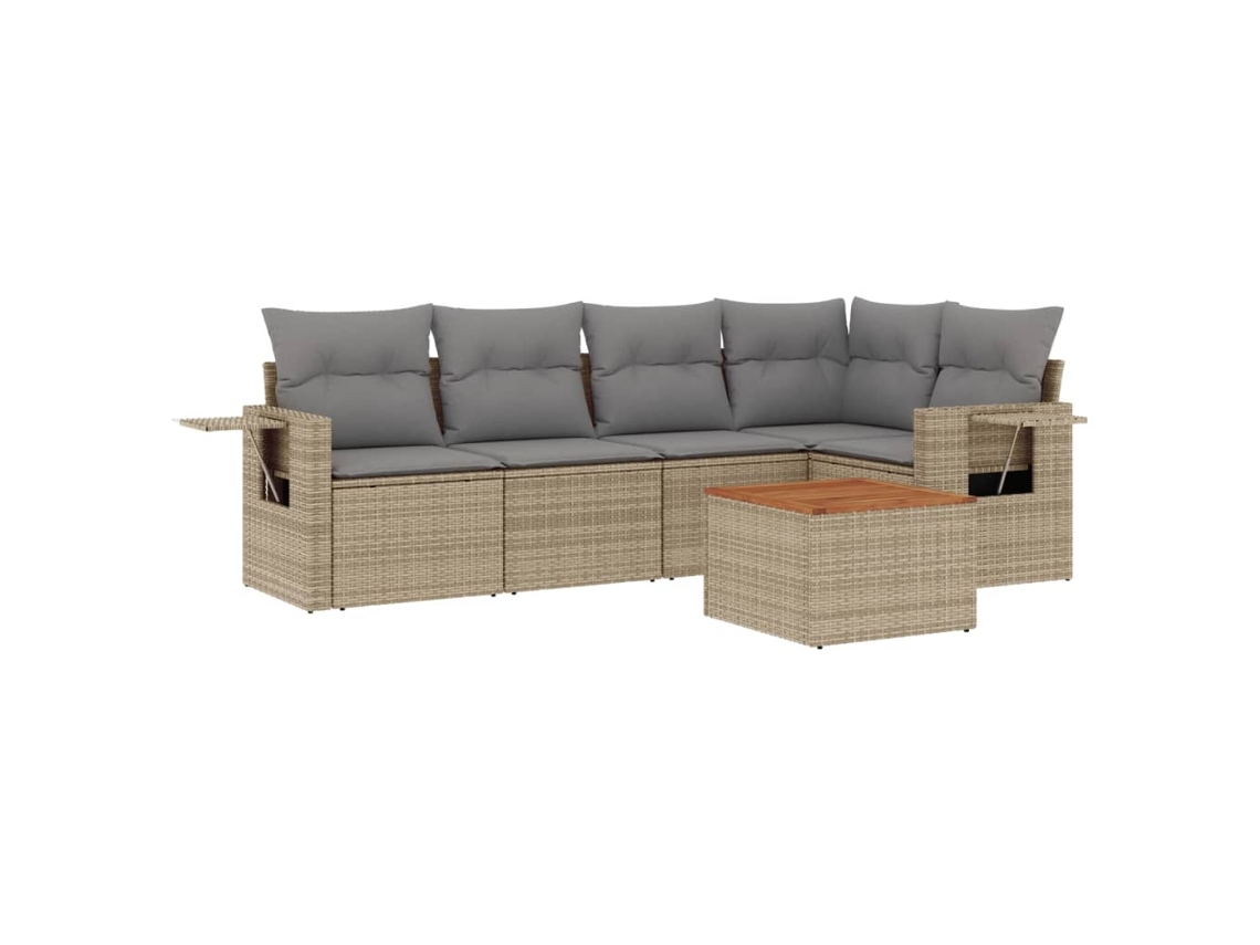Maison Exclusive - Juego De Sofás Jardín Con Cojines Beige Mezcla 6 Pzas Ratán Pe